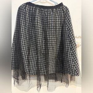 Nixon Black and White Checkered A-Line Skirt